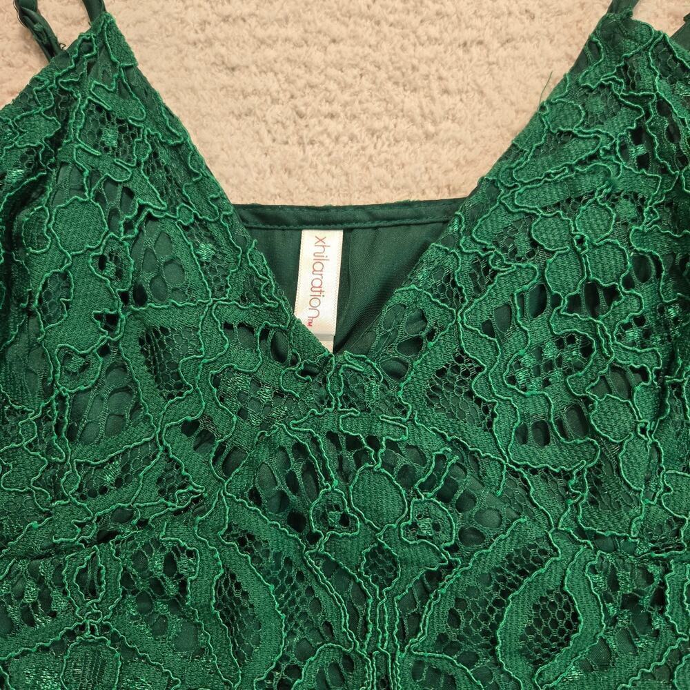 Green lace tank top cami crop top Size S by Xhilaration Y2K Whimsygoth - Picture 2 of 10